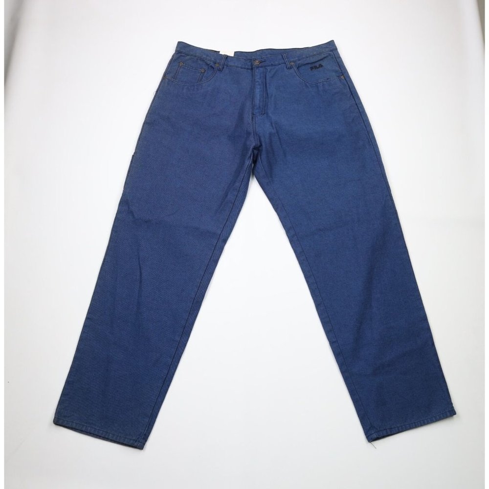 NOS Vintage 90s FILA Mens 42x34 Spell Out Hip Hop Baggy Loose Fit Wide Leg Jeans